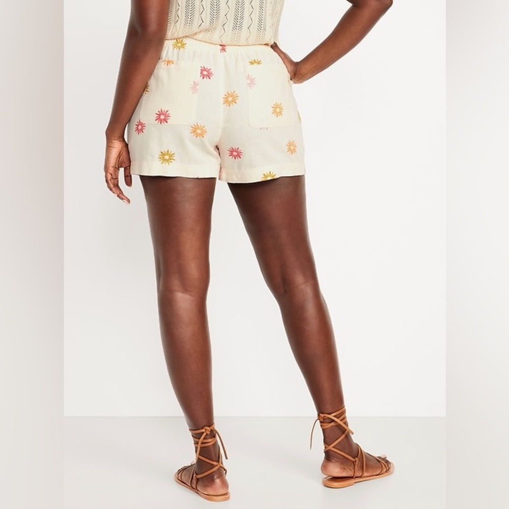 🌼OLD NAVY🌼 NWT Peachy Cream Floral Linen Shirt and Shorts Set, Size XL - Picture 12 of 13